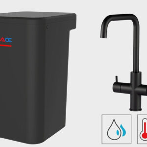 100°C Kochendes Wassersystem UNITO  ACE BOIL schwarze Armatur Classic U-Auslauf