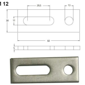 M12 Adapterblech für Stockschrauben  A2 82x30x5mm mit Langloch