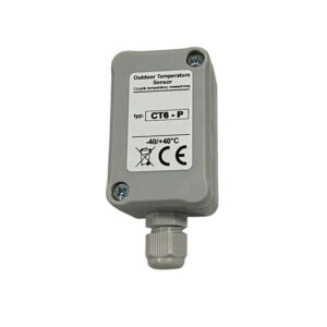 Kensol Wettersensor CT6-P auf einem grauen Gehäuse mit Temperaturangaben für den Außenbereich.