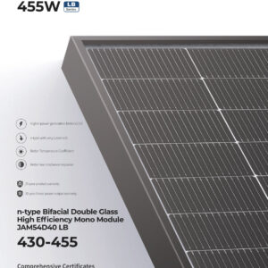36 x JA Solar JAM54D40/LB 445Wp Bifazial Glas-Glas (transparent) Black Frame Kostenloser Versand
