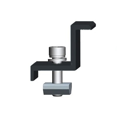 schwarz eloxiert Endklemmen mit Schraube M8 für gerahmte Module Höhe 30mm AluF25 L=70mm A=30mm
