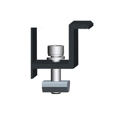 schwarz eloxiert Endklemmen mit Schraube M8 für gerahmte Module Höhe 30mm AluF25 L=70mm A=30mm