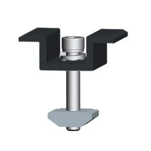 schwarz eloxiert Mittelklemmen mit Schraube M8 für gerahmte Module AluF25 L=70mm B=36mm