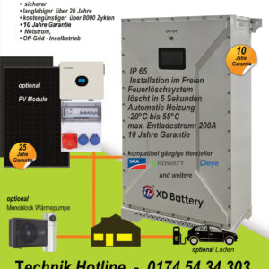 IP 65 - 51,2 V 320 Ah 16 kWh LiFePO4 Solarspeicher der neusten Generation